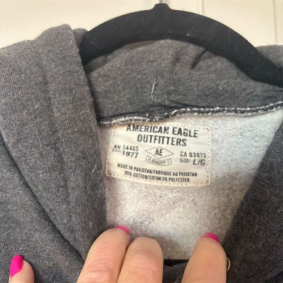 American Eagle Men's Standard Vintage Gray Football Hoodie Large Pullover - Picture 4 of 9